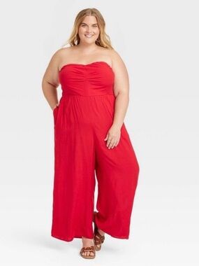 BNWT Knox Rose Red Wide Leg Romper/Jumpsuit size 2X. (Removable Straps)
